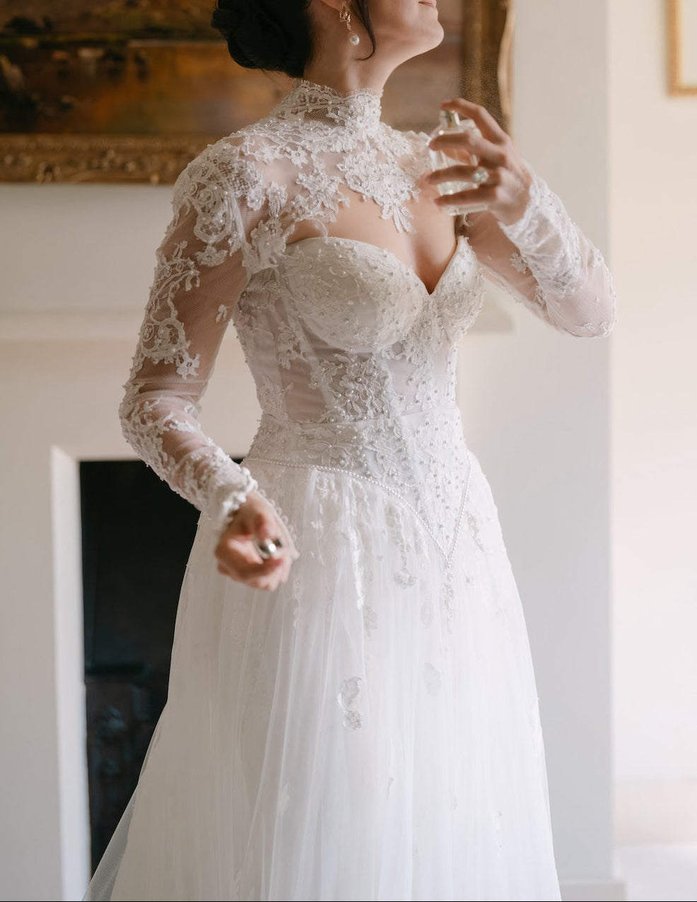 Blaire custom lace wedding gown by Angela Kim Couture – a bespoke bridal design featuring intricate lacework and a romantic silhouette