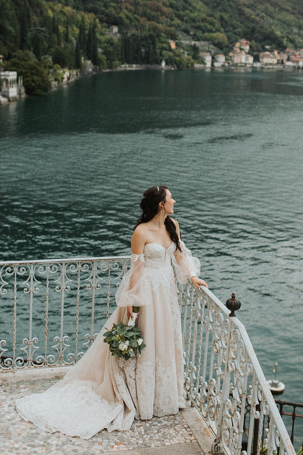 Morgan couture wedding dress customdesigned for anelopment in Italy