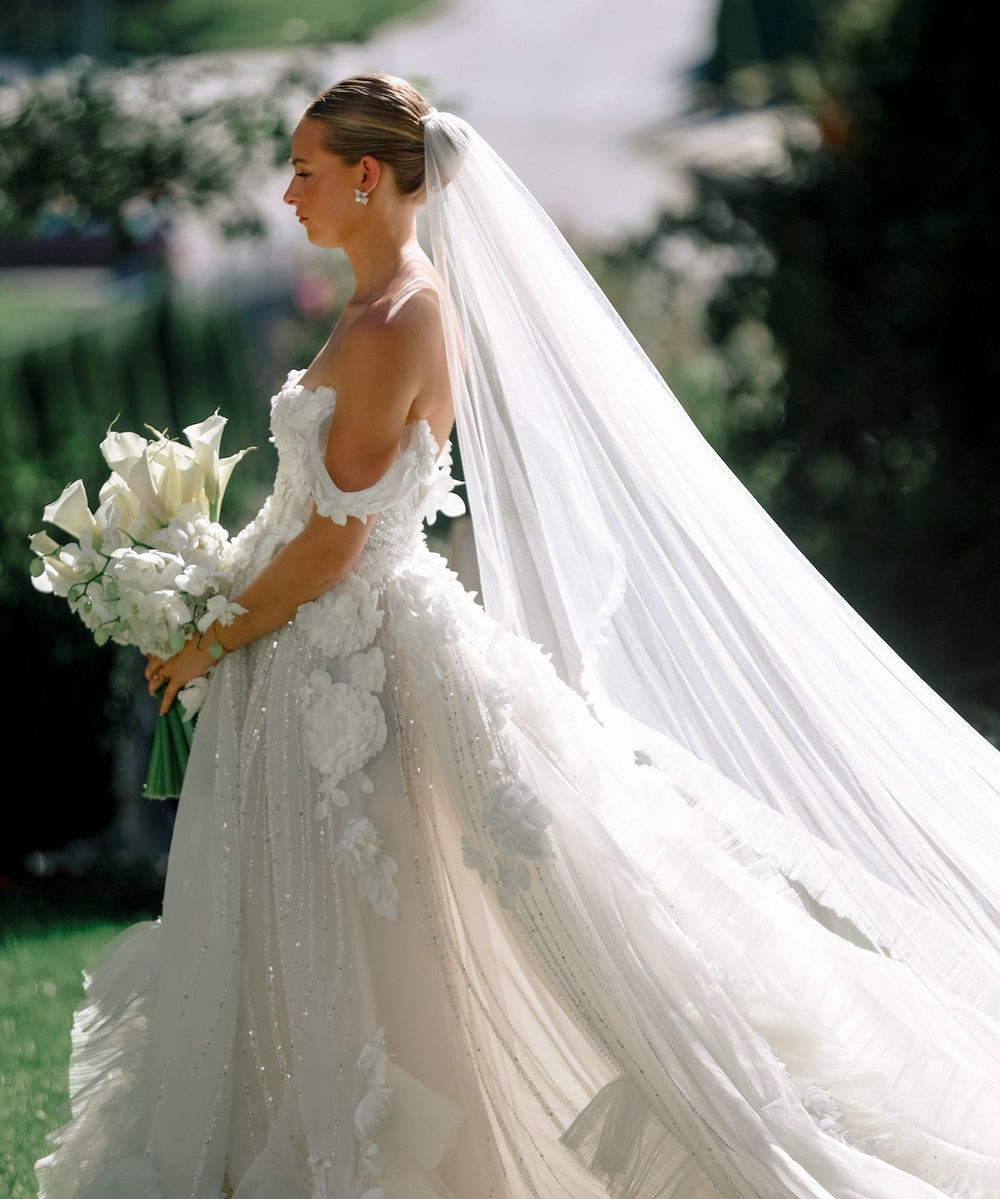 Custom couture wedding dress by Angela Kim Couture – a luxury made-to-measure bridal gown with exquisite handcrafted details