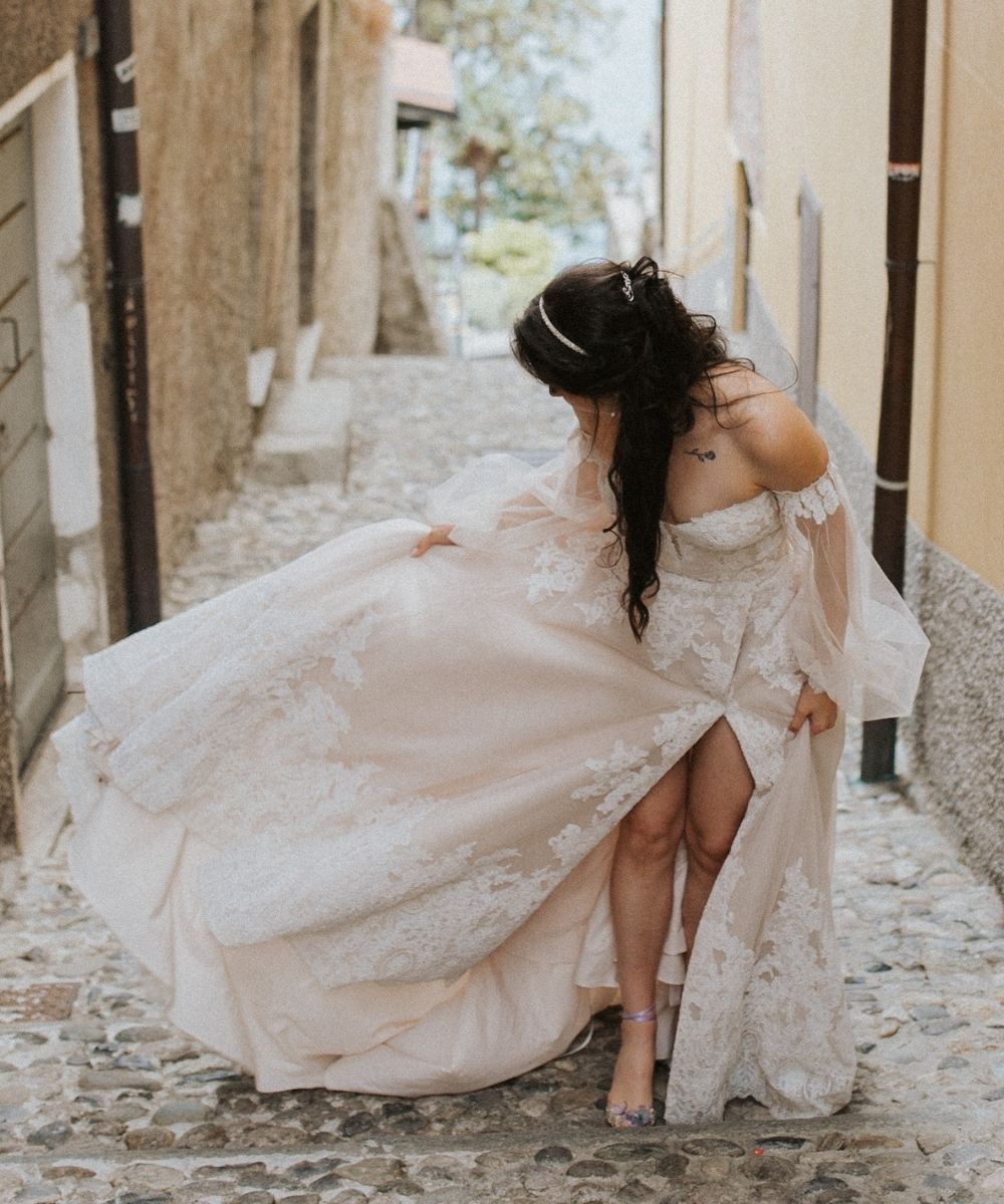 Morgan custom bridal gown by Angela Kim Couture – a sophisticated bespoke wedding dress with structured bodice and flowing skirt, crafted for a one-of-a-kind bridal look