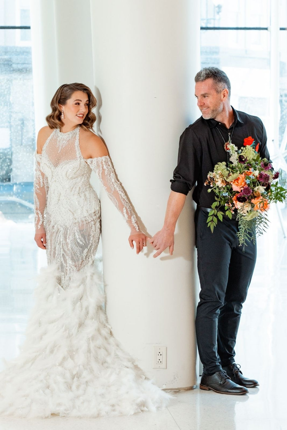 One-of-a-kind Ayla bespoke wedding dress by Angela Kim Couture designed for a contemporary art museum wedding