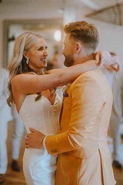Elizabeth and Jacob dancing at their wedding reception.