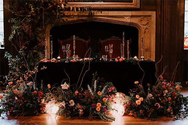 Katie's gothic themed wedding table